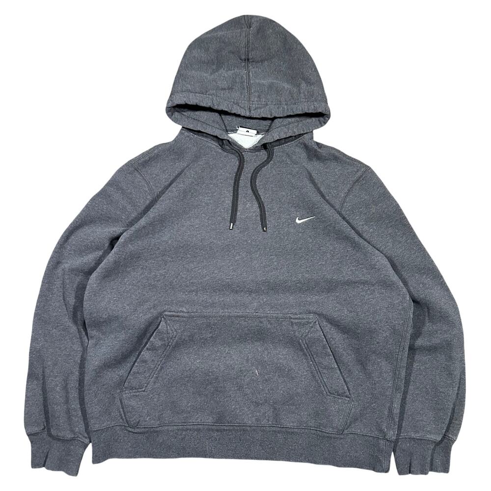Y2K Nike Hoodie Men’s Medium Sweatshirt Blank Pullover Grey Essential Swoosh